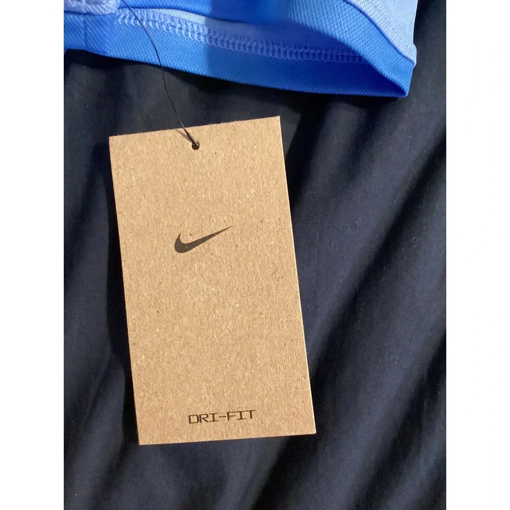 Nike Golf Womens Dri-FIT Blue Striped Polo Shirt FD6706-435 Size Small NWT